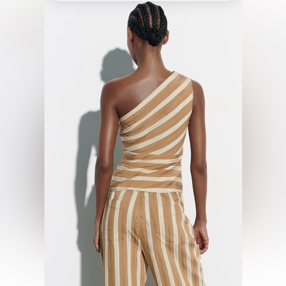 Zara ASYMMETRIC JACQUARD TOP. Toffee. Size XS. New with Tags. - Picture 3 of 7